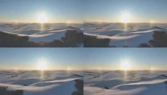 雪地上阳光照耀的开阔户外风景高清在线视频素材下载