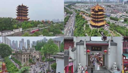 武汉旅游各景点人山人海高清在线视频素材下载