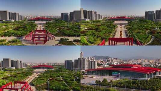 信阳百花园航拍高清在线视频素材下载