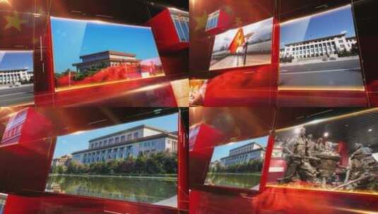 红色党建历程图文照片墙ae模板高清AE视频素材下载