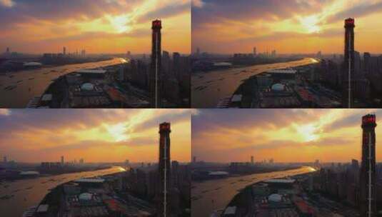 黄浦江上的夕阳高清在线视频素材下载