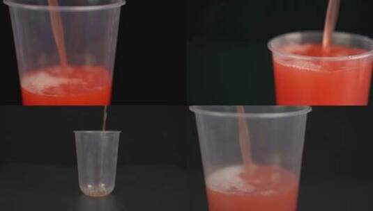 西瓜汁果汁番茄汁升格慢动作实拍高清在线视频素材下载