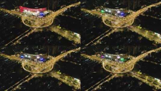 夜景车流立交桥环形快速路高清在线视频素材下载