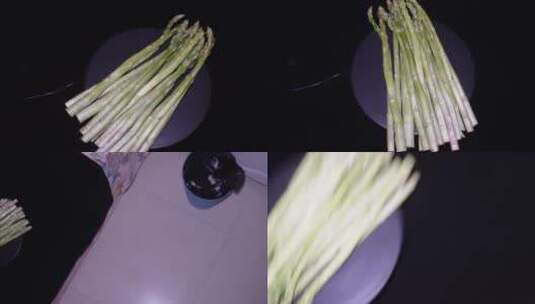 新鲜芦笋青笋健康蔬菜高清在线视频素材下载
