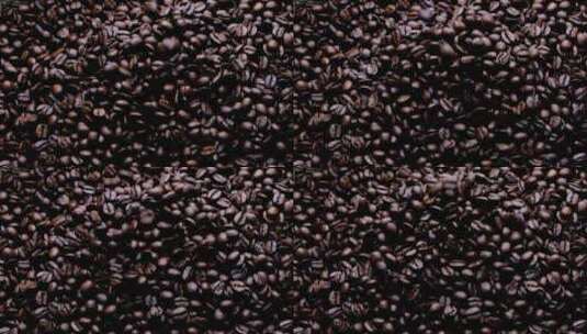 掉落的棕色的咖啡豆镜头特写视频高清在线视频素材下载