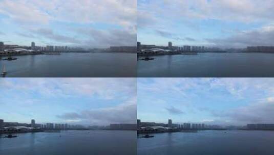 厦门五缘湾云卷云舒的城市风光延时实拍高清在线视频素材下载