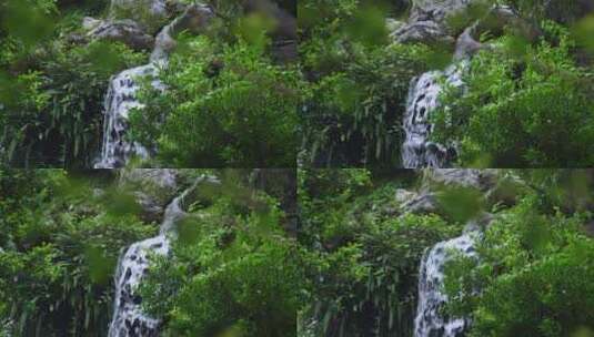 假山瀑布水流高清在线视频素材下载