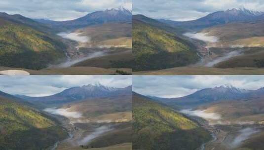 航拍山间清晨的平流雾高清在线视频素材下载