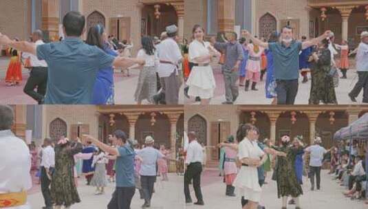 新疆喀什莎车县维吾尔族民族歌舞表演高清在线视频素材下载
