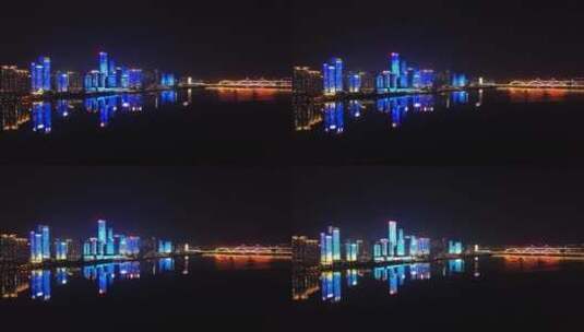 湘江河岸璀璨的城市灯火高清在线视频素材下载