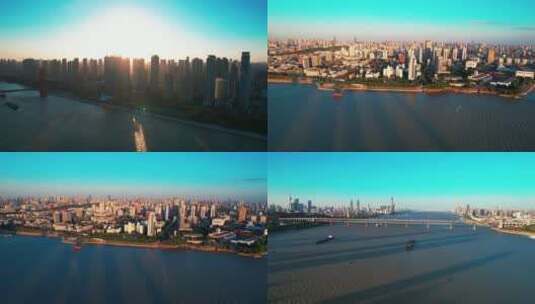 武汉洪山区和汉阳区建筑航拍高清在线视频素材下载