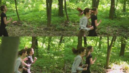 树林里跑步的女孩高清在线视频素材下载
