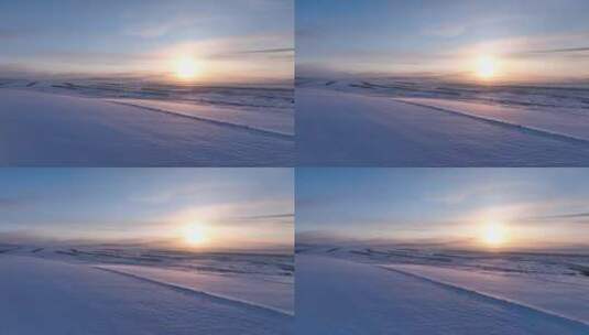 航拍内蒙古雪域雪原暮色高清在线视频素材下载