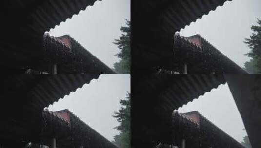 泉州市开元寺古厝屋檐雨滴雨天高清在线视频素材下载