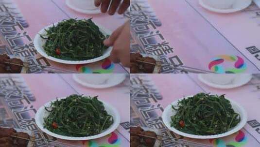 新疆特色美食凉拌蕨菜高清在线视频素材下载