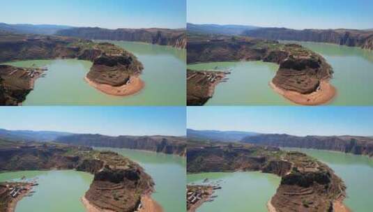 中国内蒙古呼和浩特老牛湾黄河大峡谷风光高清在线视频素材下载