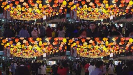 正月十五元宵节市民赏花灯活动高清在线视频素材下载