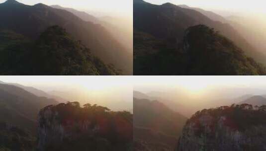 悬崖 日出 山顶 群山 航拍 云海 雾高清在线视频素材下载