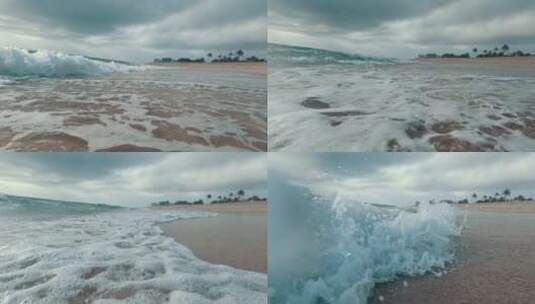 海滩沙滩海浪海边海水高清在线视频素材下载