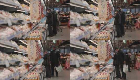 老人在超市挑选东西高清在线视频素材下载