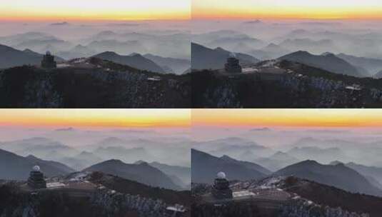 杭州临安大明山牵牛岗绝美日出云海天文台高清在线视频素材下载