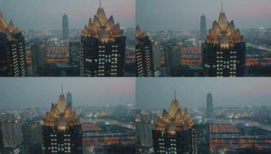 航拍郑州cbd夜景城市夜景繁华都市高清在线视频素材下载