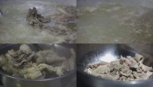 大锅里煮沸的羊肉 羊肉汤高清在线视频素材下载