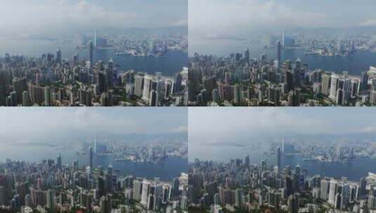 香港港岛中环航拍 晴天城市大景高清在线视频素材下载