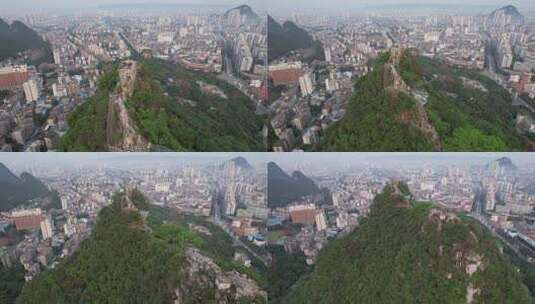 航拍广西柳州立鱼峰风景区马鞍山公园高清在线视频素材下载