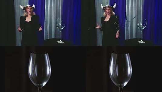 歌唱家震碎玻璃杯高清在线视频素材下载