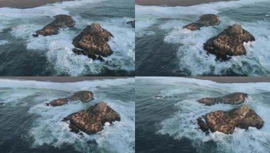 Cobquecura Piedra De La Loberia神社与孤立在太平洋海岸的南美海狮殖民地高清在线视频素材下载