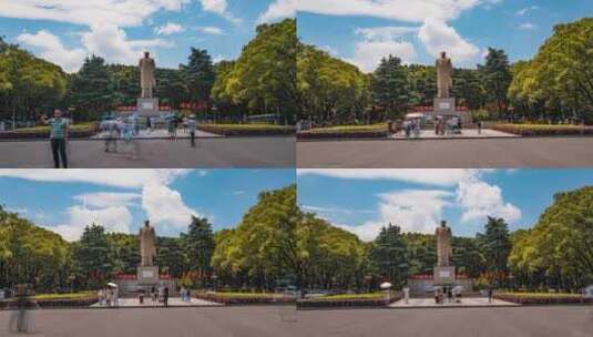 8K湖南大学东方红广场毛爷爷雕像全景延时高清在线视频素材下载