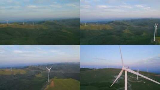山脉风车风电能源航拍高清在线视频素材下载