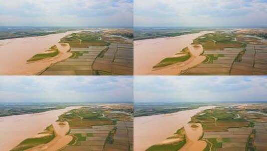 黄河平原河滩河道湿地稻田高清在线视频素材下载
