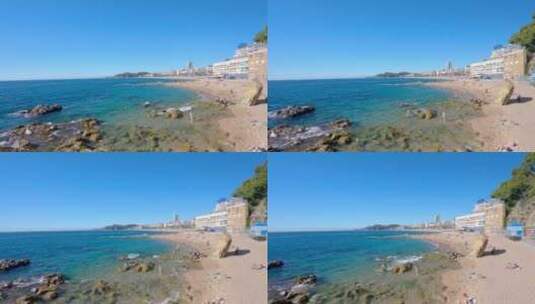 Lloret de Mar，海滩。西班牙地中海。布拉瓦海岸高清在线视频素材下载