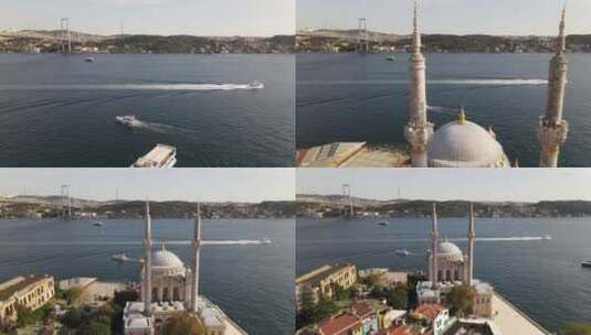 博斯普鲁斯伊斯坦布尔穆斯林清真寺高清在线视频素材下载