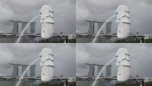 新加坡鱼尾狮公园高清在线视频素材下载