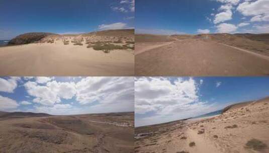 FPV穿越机无人机航拍海浪沙滩兰萨罗特岛高清在线视频素材下载