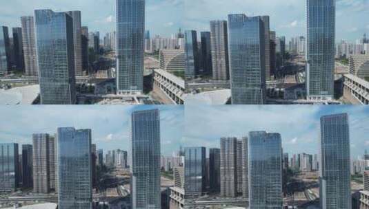 杭州城市建筑金融商务写字楼建筑群高清在线视频素材下载