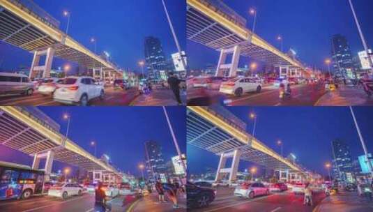 城市高架桥夜景车流延时高清在线视频素材下载