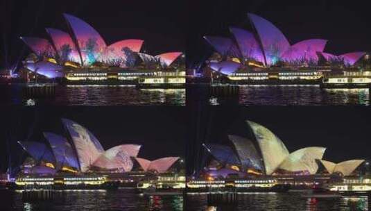 悉尼歌剧院夜景 悉尼城市夜景高清在线视频素材下载