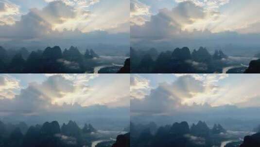 广西桂林漓江大气日出风光高清在线视频素材下载