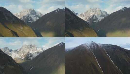 航拍川西高原川藏线雪山草原自然风光高清在线视频素材下载