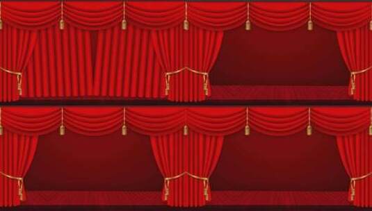 剧院红幕拉开舞台背景高清在线视频素材下载