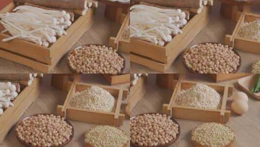 谷物 燕麦 金针菇展示高清在线视频素材下载