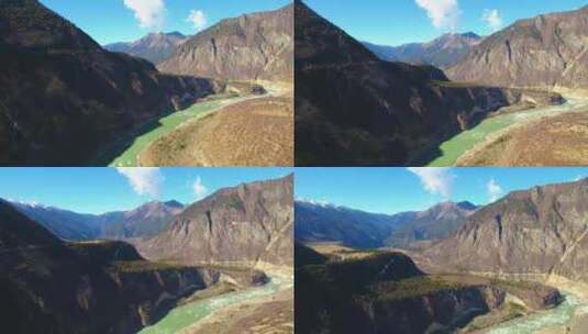 航拍西藏林芝雅鲁藏布江雅鲁藏布大峡谷雪山高清在线视频素材下载
