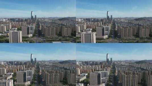 浙江台州城市新区高楼密集建筑航拍高清在线视频素材下载