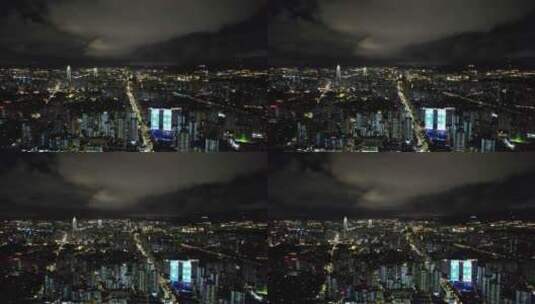 浙江温州城市夜景灯光航拍高清在线视频素材下载