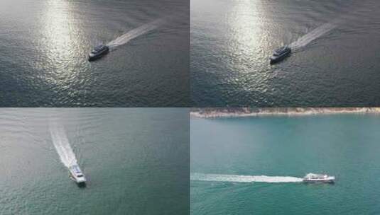 海上游艇游船梦幻大气4k航拍高清在线视频素材下载