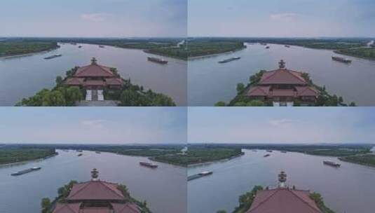航拍上海浦江之首亭台楼阁水文化展示馆高清在线视频素材下载